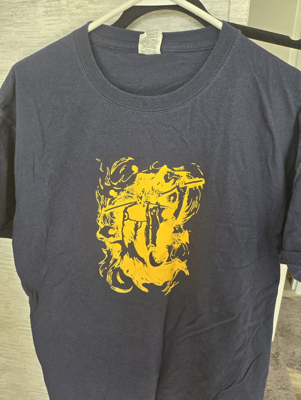 Boys Navy Graphic Tee with Yellow Abstract Print